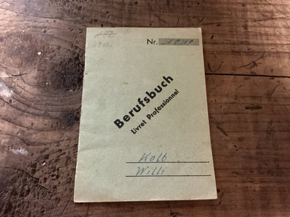 Original 1947 German Berufsbuch (Professional Employment Book)-Named to Willi Kolb