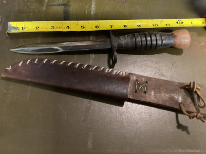 WWII Theatre Knife brown wooden handle top