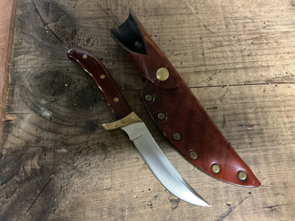 Buck Akonua Fixed Blade Hunting Knife w/ Original Leather Sheath-Made in the USA