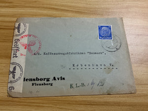 1930’s German Postal Cover-Flensburg to Denmark-Censored/ “Geoffnet”