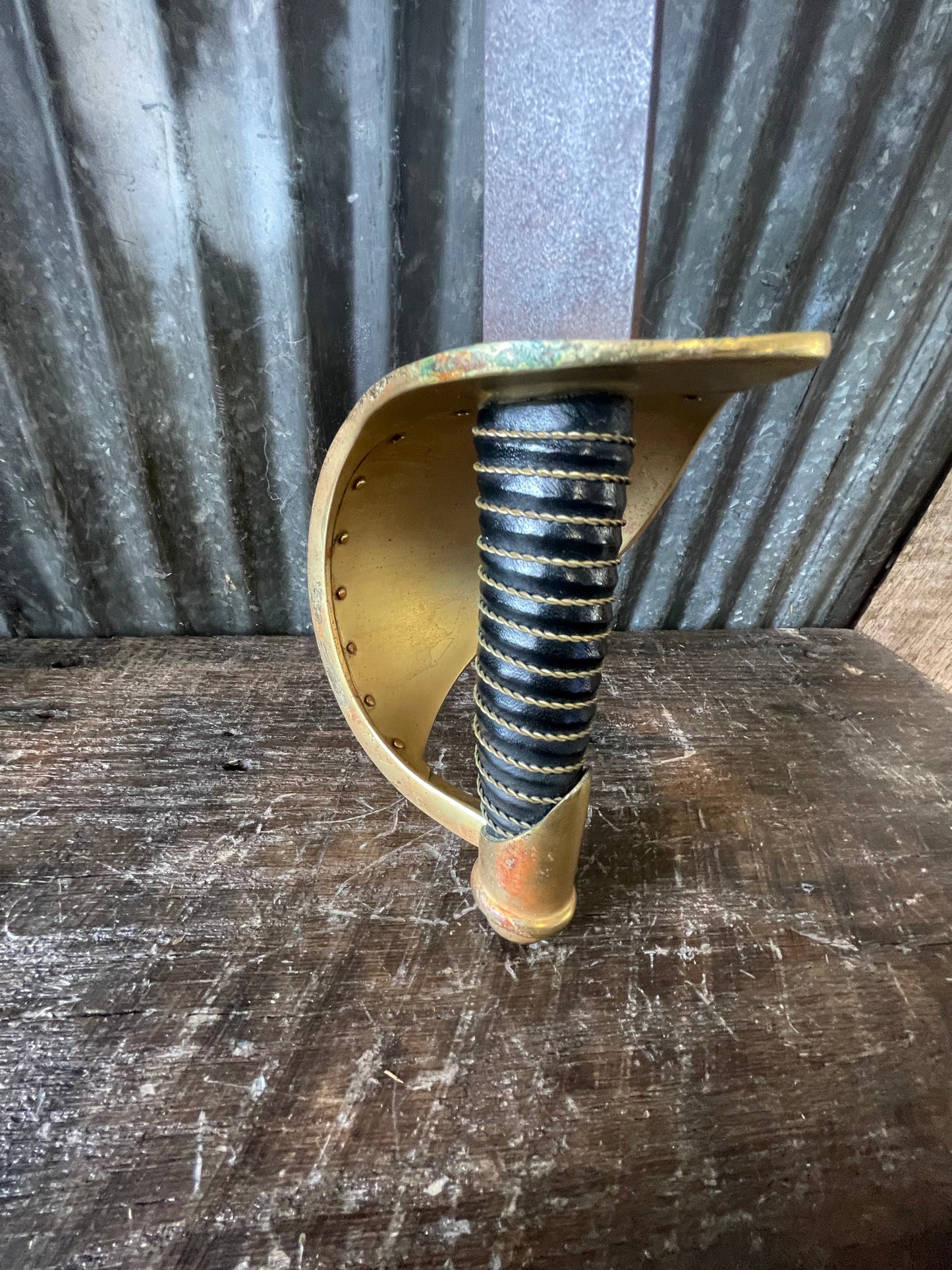 Reproduction Naval Cutlass Sword — Brass Guard & Leather-Wrapped Grip