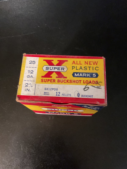 Vintage Western Super-X Mark 5 12 Gauge 0 Buckshot Loads — Full Box of 25