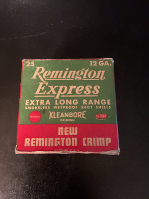 Vintage Remington Express Extra Long Range 12 Gauge Shot Shells — Full Box of 25