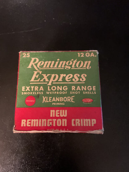 Vintage Remington Express Extra Long Range 12 Gauge Shot Shells — Full Box of 25