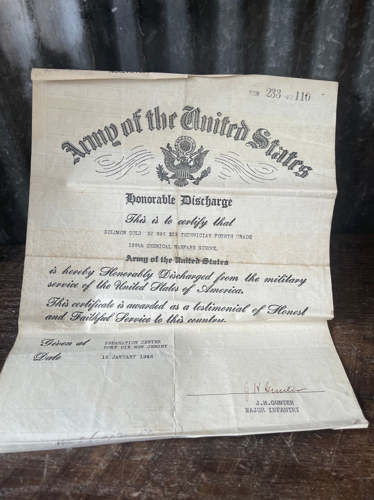 WWII U.S. Army War Service Record Grouping – Solomon Gold – Pacific Theater Veteran