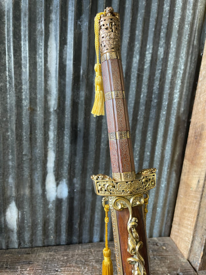 Paul Chen / Hanwei Han Dynasty Chinese Jian Sword – Ornate Brass & Wood – Discontinued