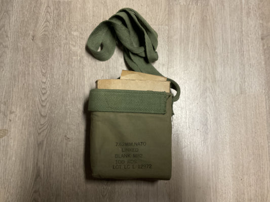 U.S. Military 7.62mm NATO M82 Blank Ammunition Belt-100 Rounds linked in Carrying Bag