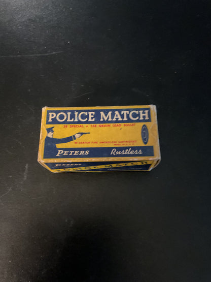 Vintage Peters Police Match .38 Special 158 Grain Lead Bullet Cartridges — Full Box of 50