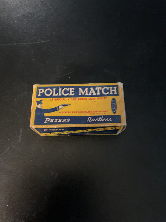 Vintage Peters Police Match .38 Special 158 Grain Lead Bullet Cartridges — Full Box of 50