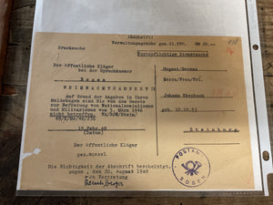 Original 1948 German Denazification Amnesty Certificate-Allied Occupation Document of Johann Ebenbeck