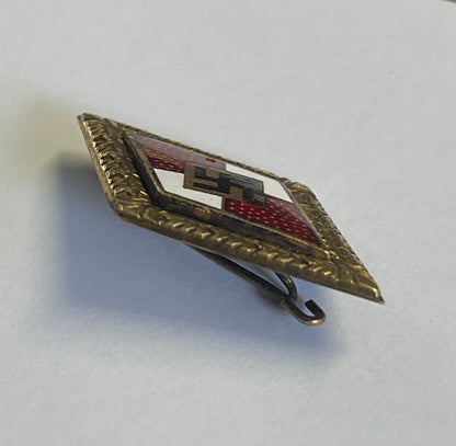 Golden Hitler Youth Honor Badge with Oak Leaves – Gold-Tested 14K/585 – Numbered 261