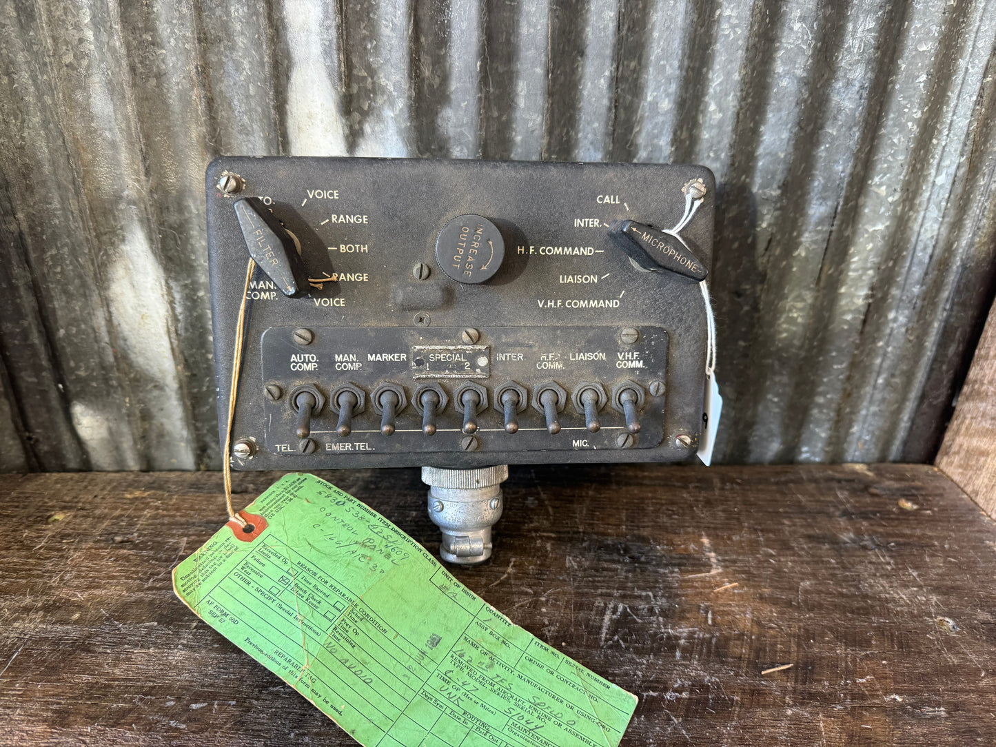 Original WWII-era C-166/AIC-3 Aircraft Interphone Control Panel by Allied Aircraft Co.