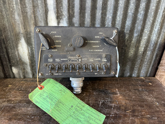 Original WWII-era C-166/AIC-3 Aircraft Interphone Control Panel by Allied Aircraft Co.