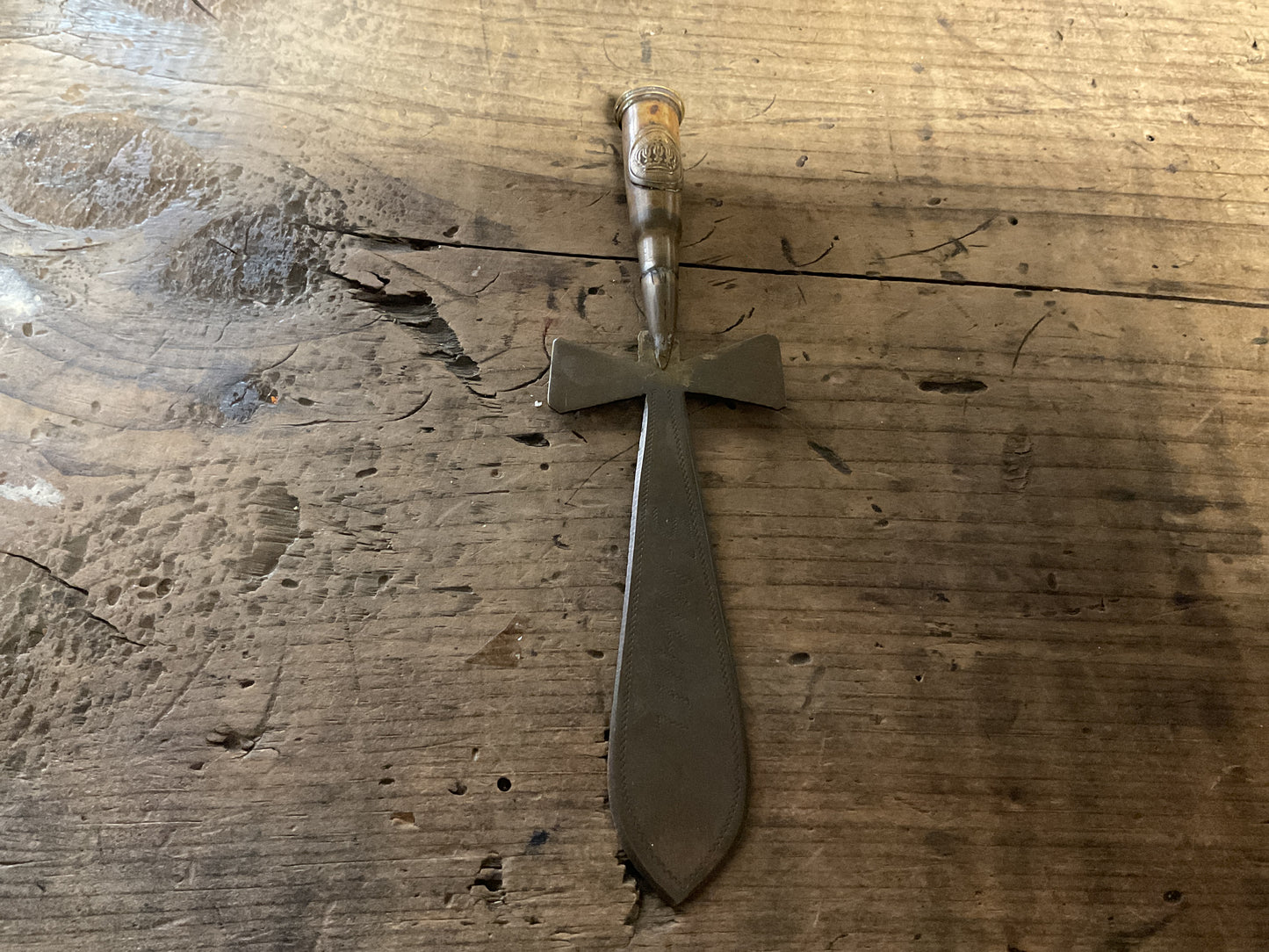 WWI St. Miguel Trench Art Cross w/ Decorated Cartridge Handle