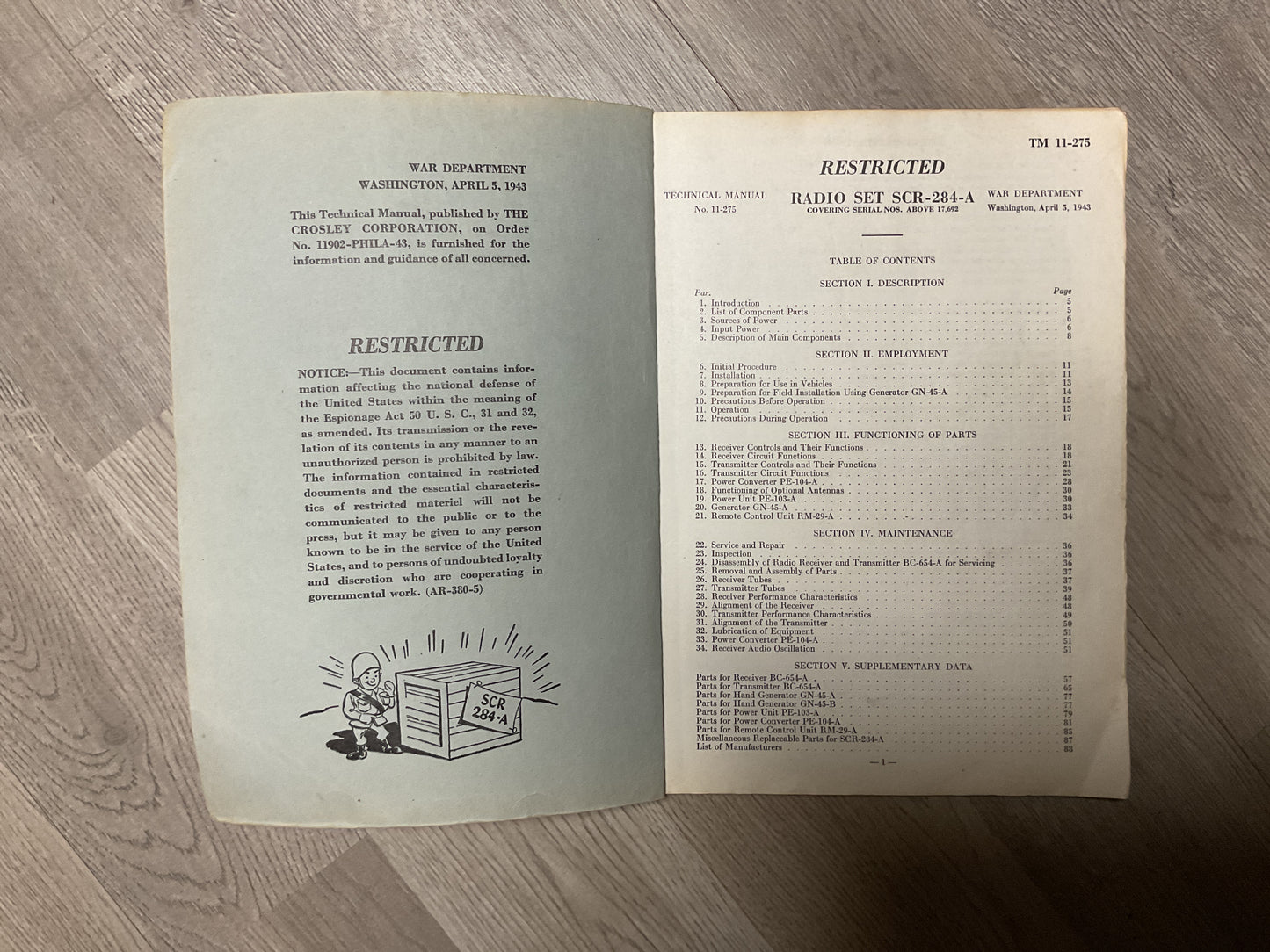 Technical Manual For SCR-284-A Radio Set