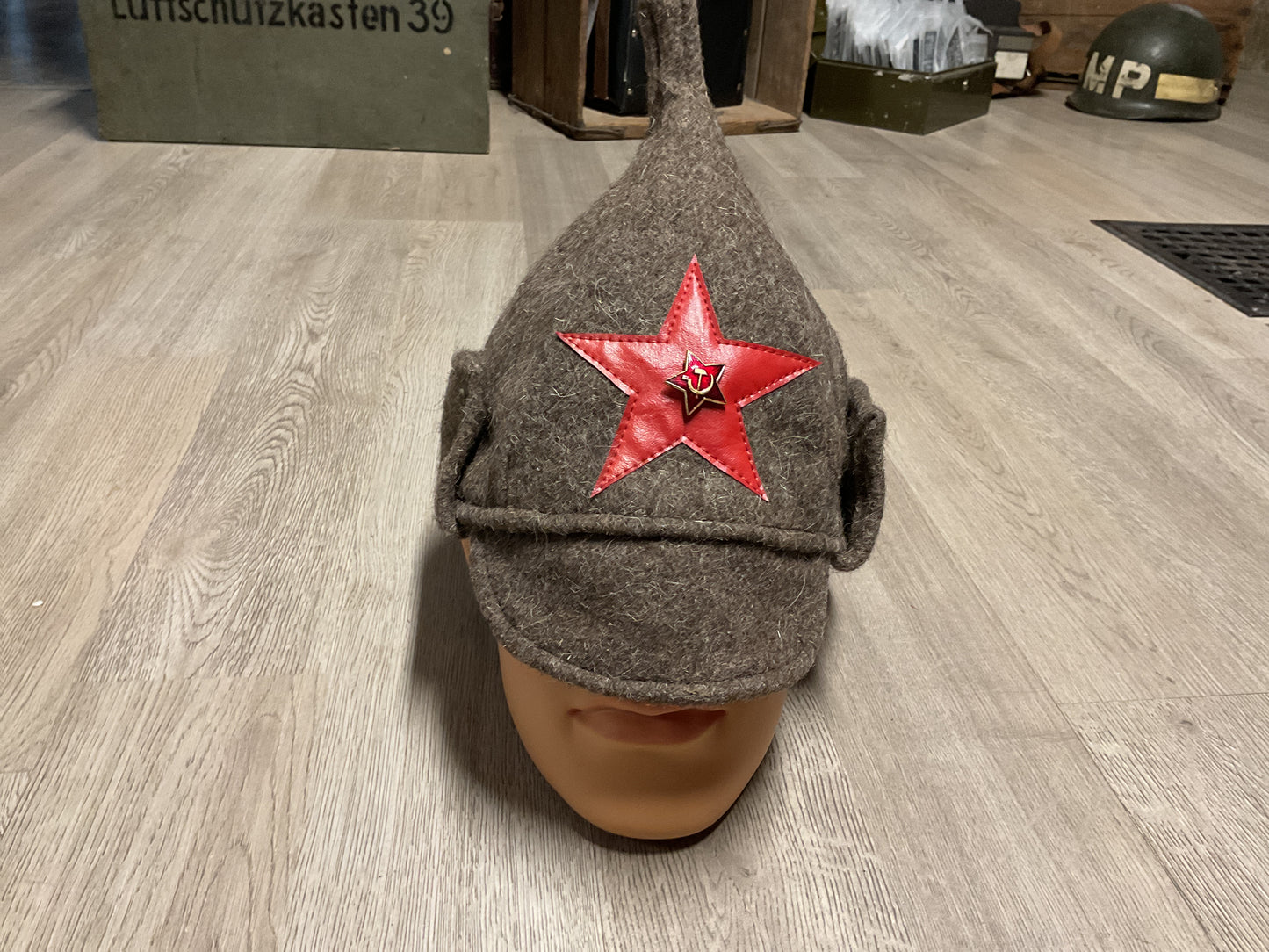 Repro Soviet Red Army Budenovka Winter Hat