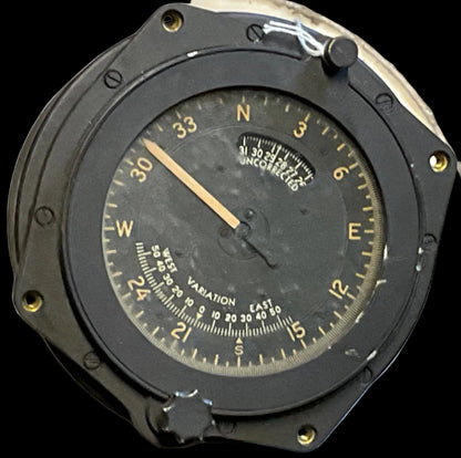 WWII U.S. Aircraft Gyro Flux Gate Compass – Master Indicator w/ Housing (Pioneer Instrument)