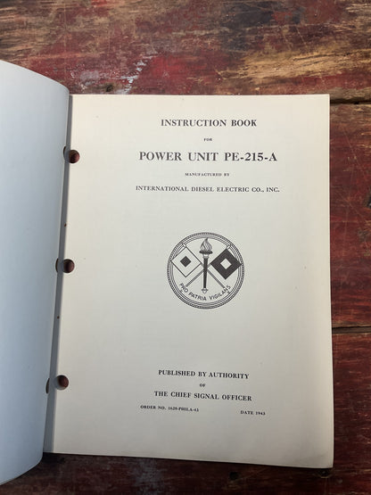 WWII Pro Patria Vigilans Power Unit PE-215-A Instruction Manual – December 1943