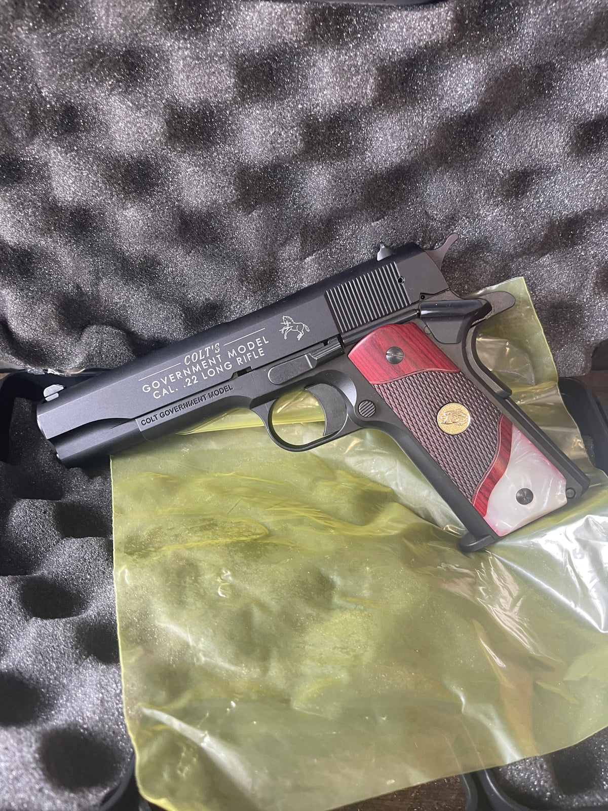 Colt/Walther Government Model 1911-22 – .22 LR – Like New in Box – Upgraded Grips