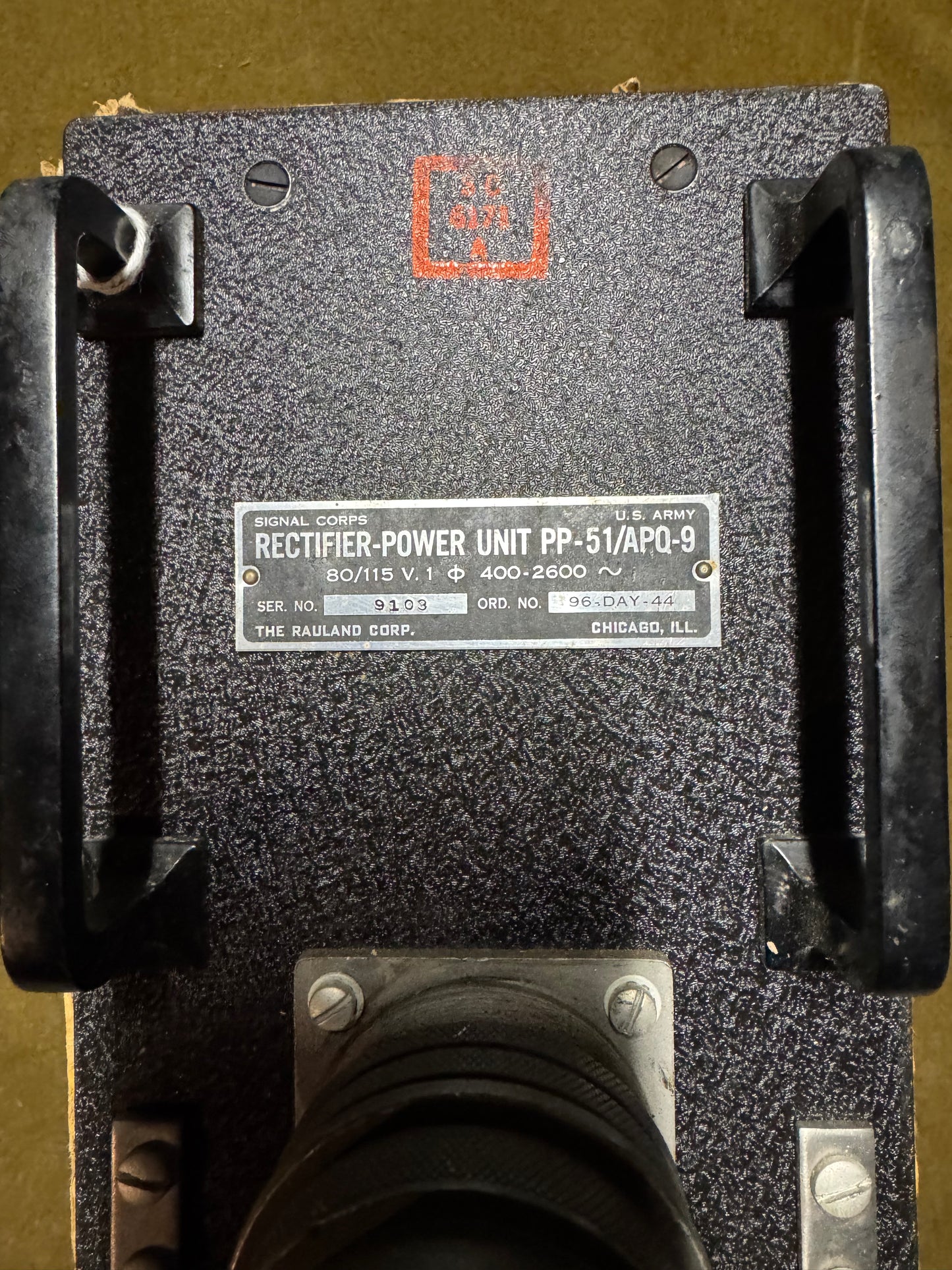 WWII U.S. Army Signal Corps Rectifier Power Unit PP-51/APQ-9 – Rauland Corp. – 1944