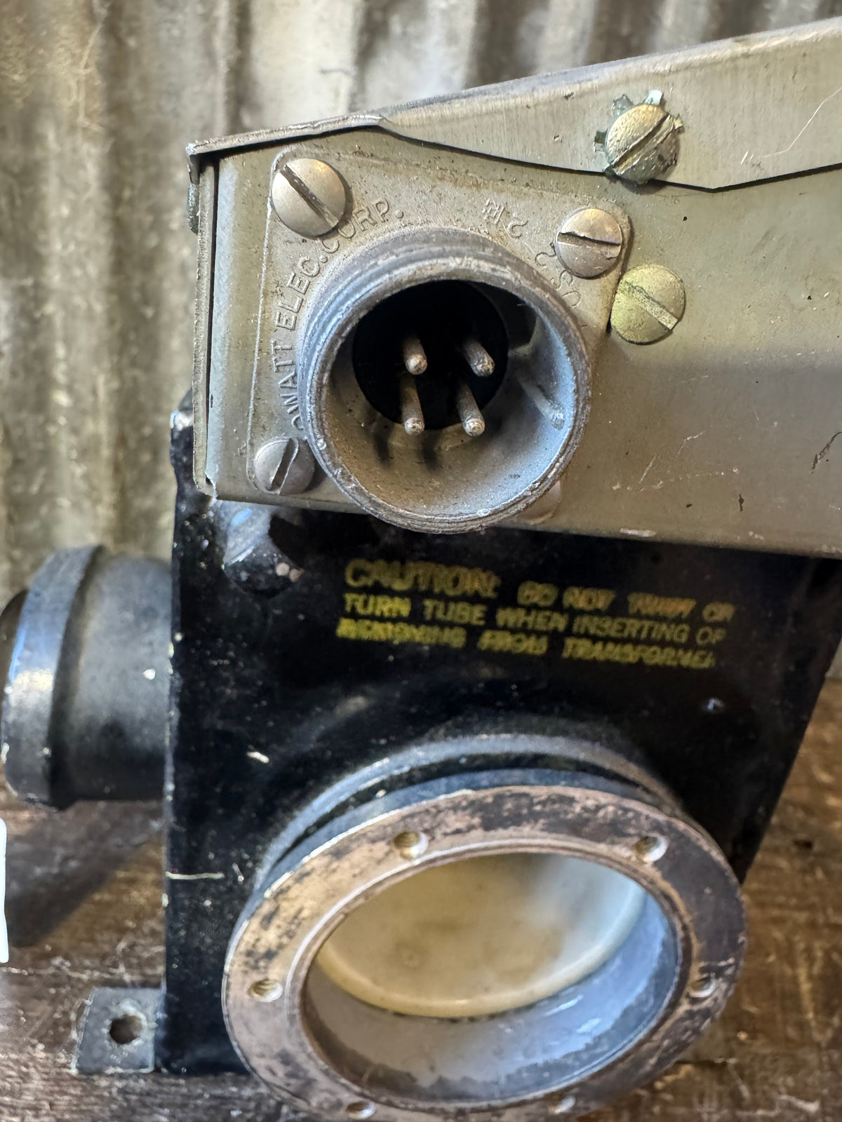 Vintage Tube Transformer Assembly with Ceramic Socket – Black Metal Housing