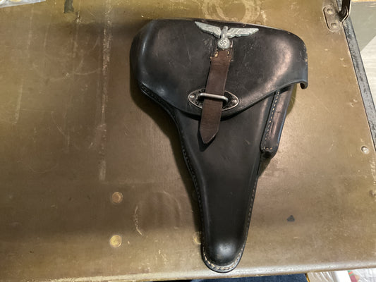 WWII ORIGINAL P38 Hard Shell Holster NSDAP Party Eagle Hat Pin