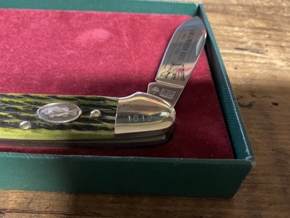 1993 Boker Wildlife Series Largemouth Bass Canoe Knife-Green Bone-Limited Edition w/ Box