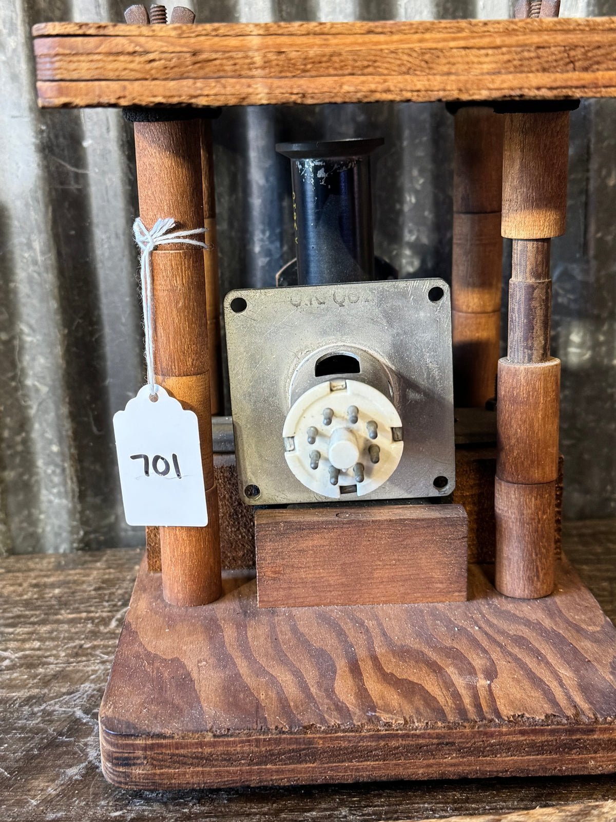 Vintage Raytheon USN QK-62 Radar Jamming Magnetron in Wooden Support Frame