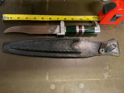 WWII Theatre Knife Green Red & Silver Handle