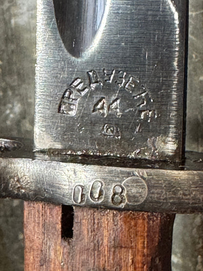 Original WWII German K98 Bayonet by Elite-Diamant (44) – Matching Scabbard with Frog