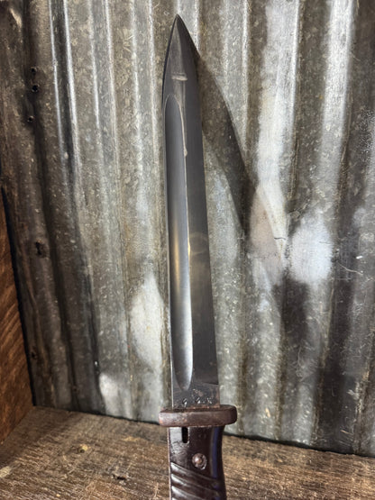 WWII German K98 Mauser Bayonet by Mundlos with Steel Scabbard & Web Frog