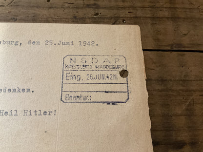 Original 1942 Deutsche Reichsbahn Political Reliability Inquiry to the NSDAP-Confidential Personnel Screening Letter