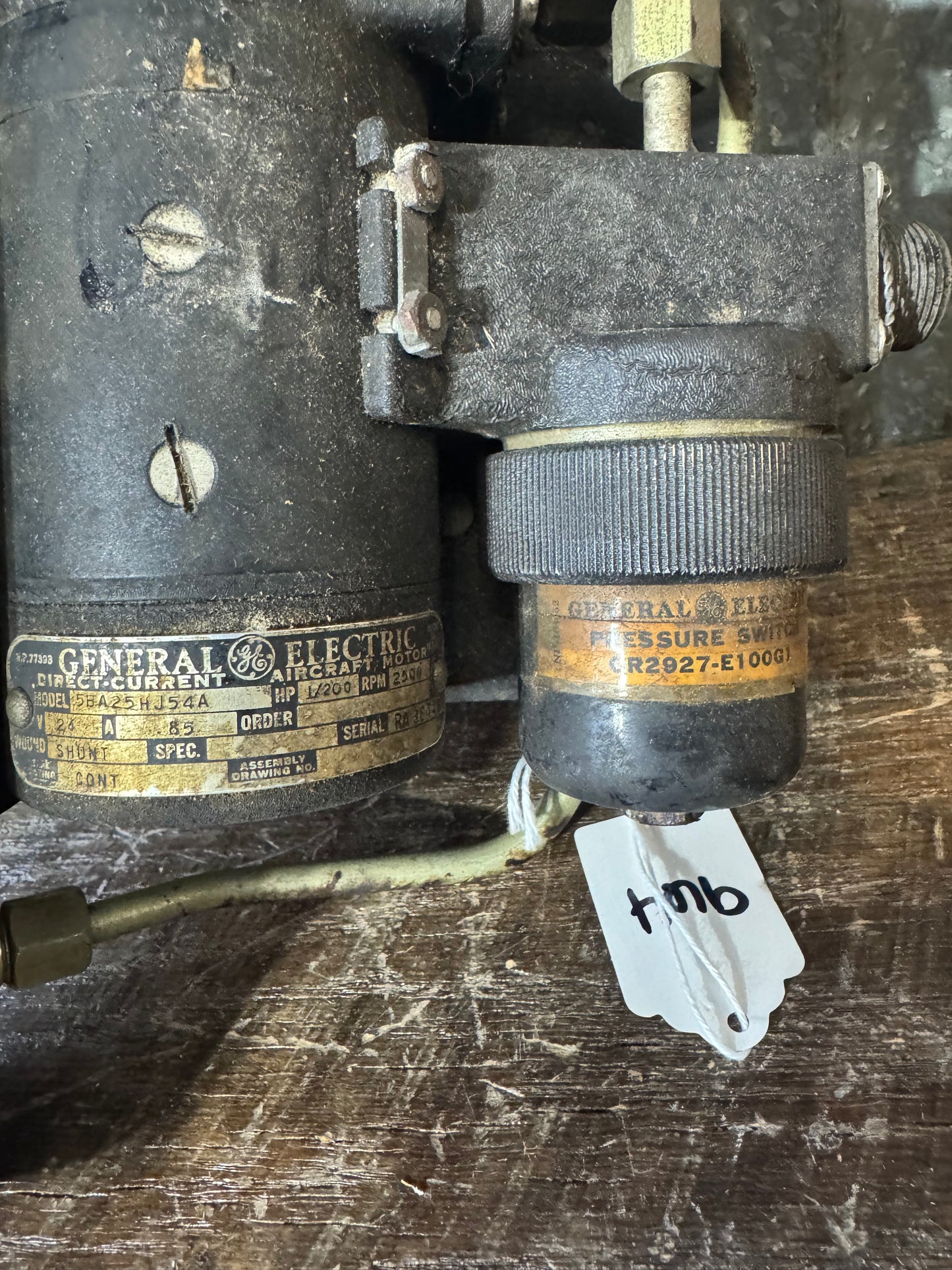 WWII General Electric Aircraft Hydraulic Pump Assembly with Pressure Switch