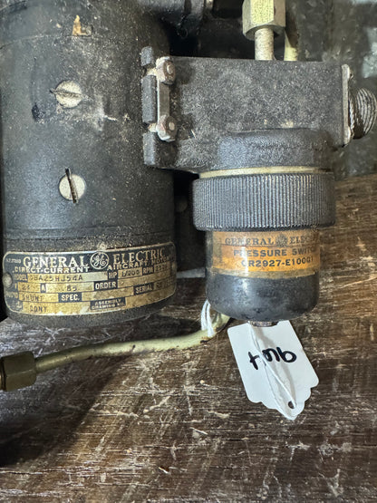WWII General Electric Aircraft Hydraulic Pump Assembly with Pressure Switch