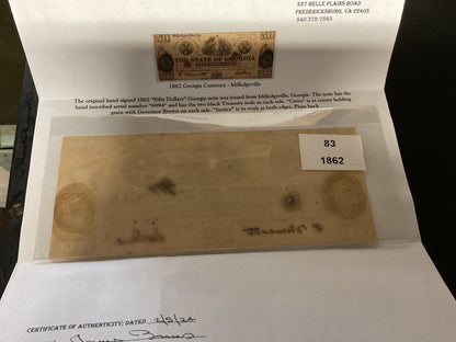 Confederate State of Georgia Fifty Dollar Bill