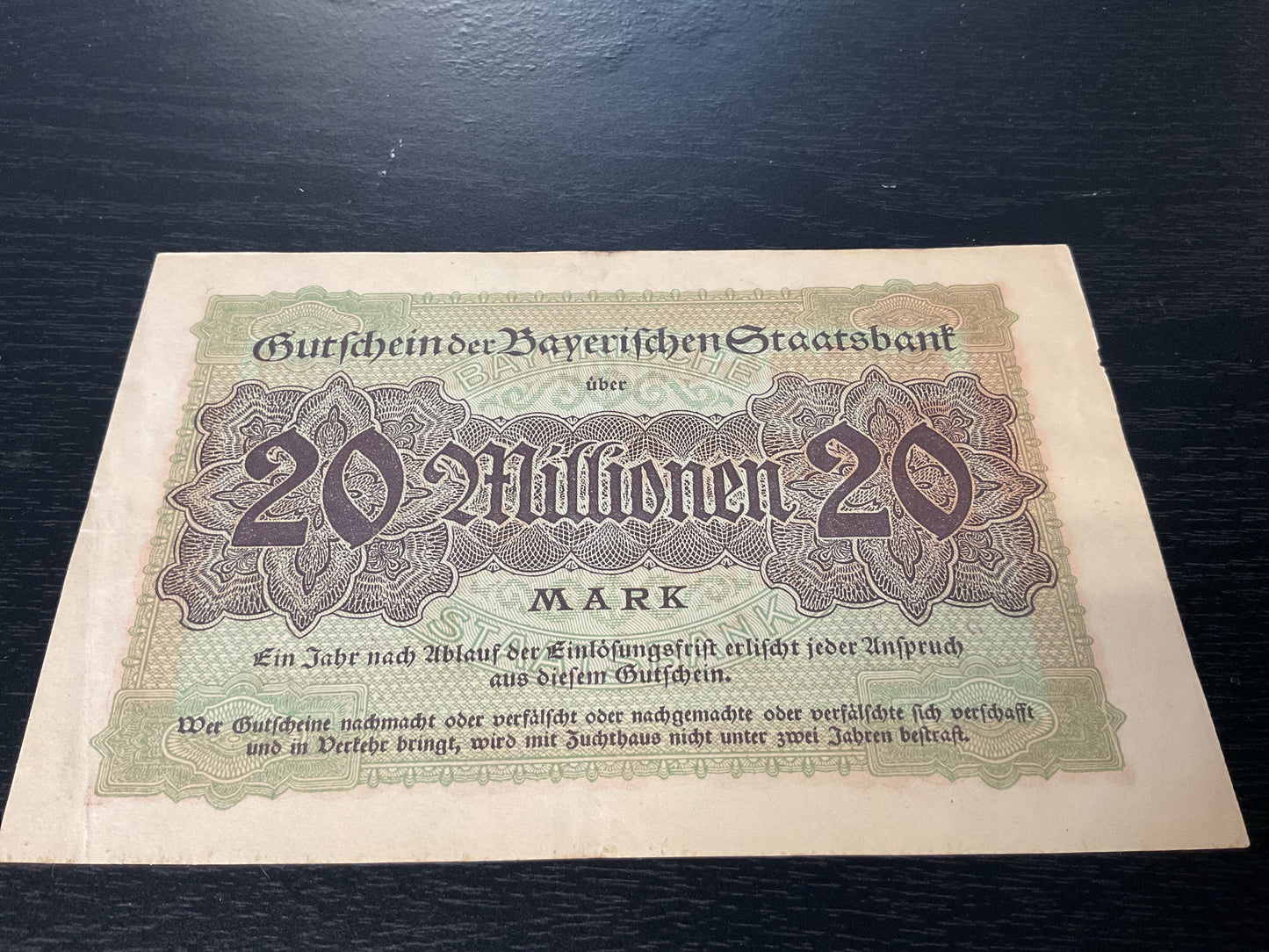 German 20 Million Mark Note 1923