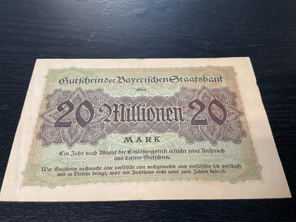 German 20 Million Mark Note 1923