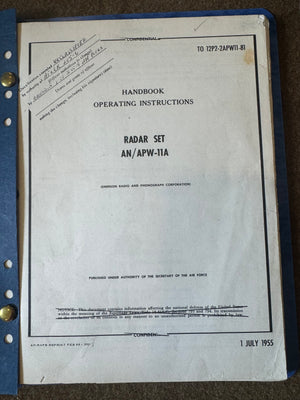 1955 Radar Set AN/APW-11A Operating Instructions Handbook