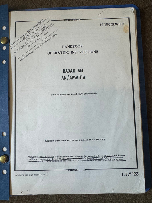 1955 Radar Set AN/APW-11A Operating Instructions Handbook