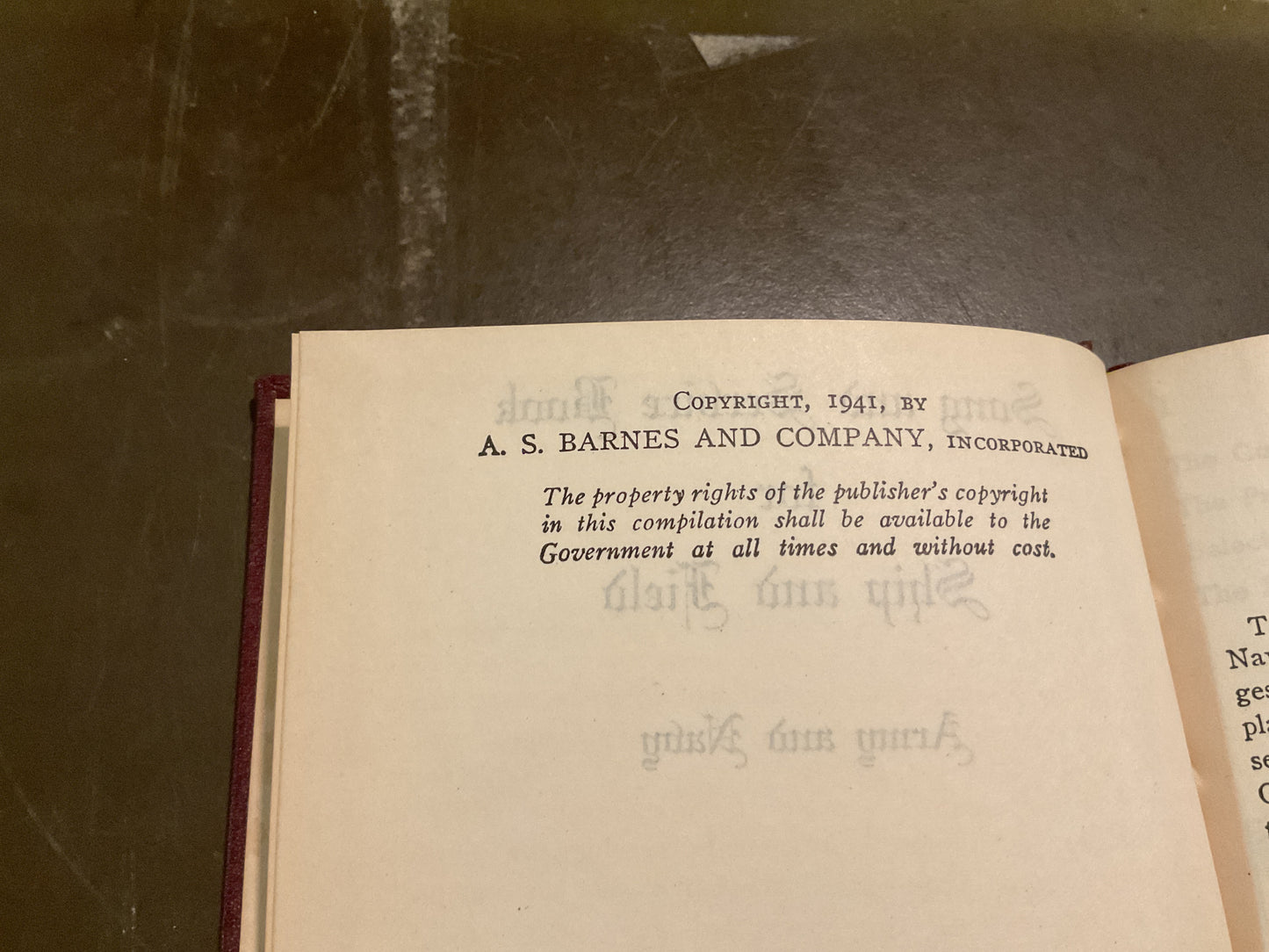 WWII Song & Service Worship Book for Ship & Field