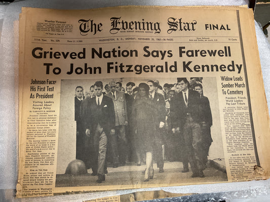 The Evening Star Nov 25, 1963 “Farewell JFK”