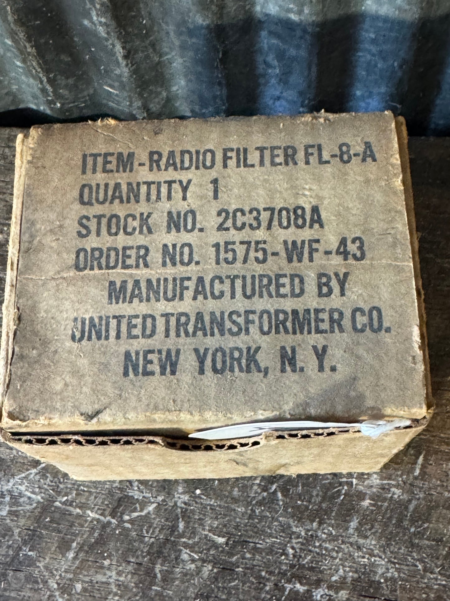 WWII Radio Filter FL-8-A NOS in Original Box United Transformer Co. Military Aircraft Radio Component