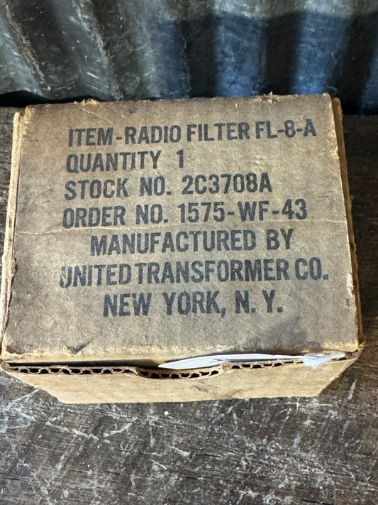 WWII Radio Filter FL-8-A NOS in Original Box United Transformer Co. Military Aircraft Radio Component
