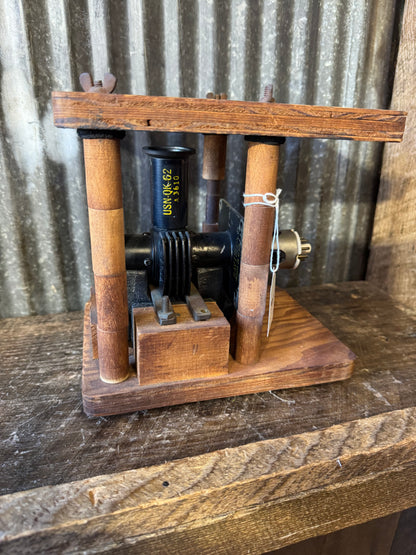 Vintage Raytheon USN QK-62 Radar Jamming Magnetron in Wooden Support Frame