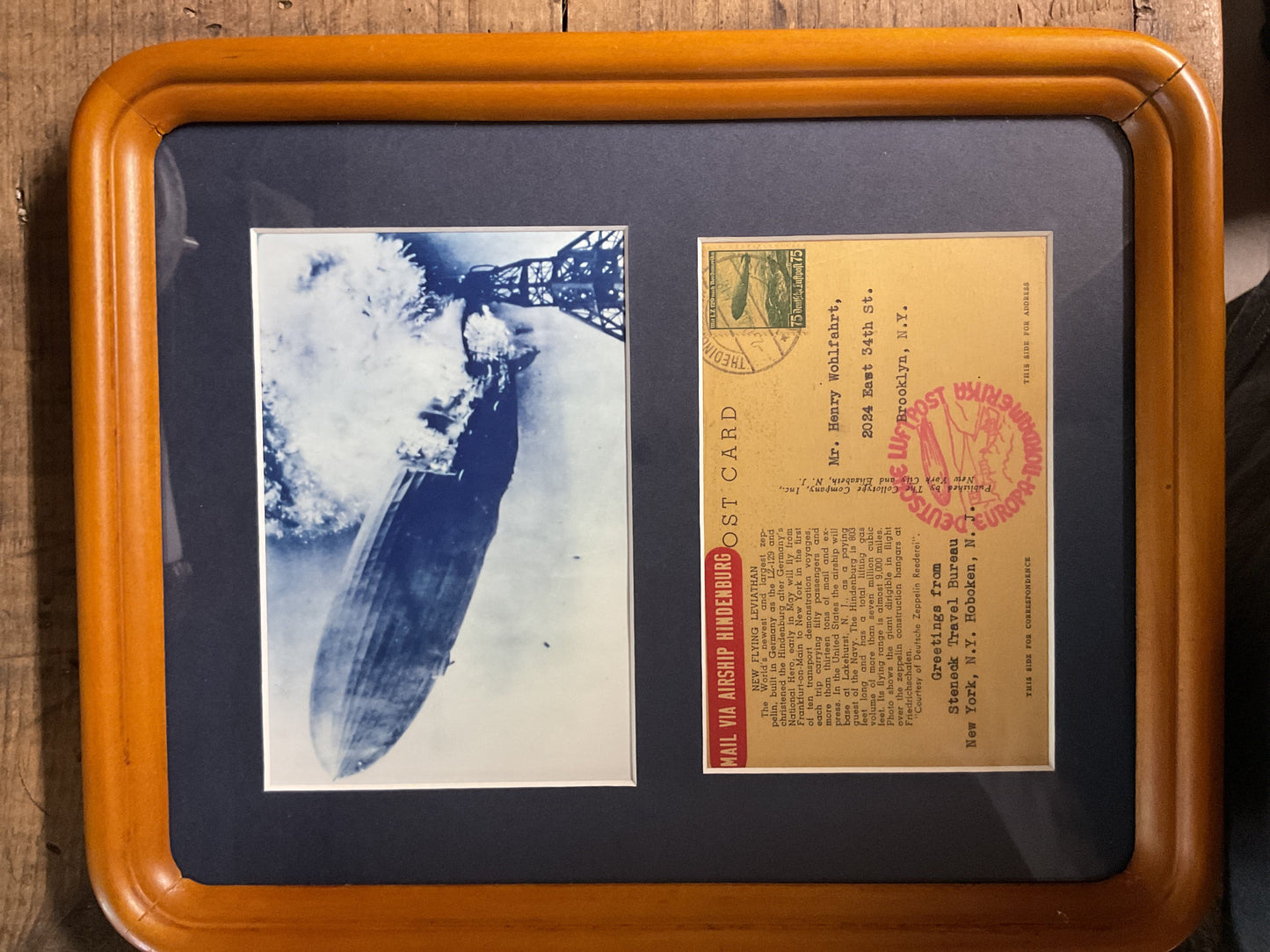 Framed Hindenburg Postal History Display