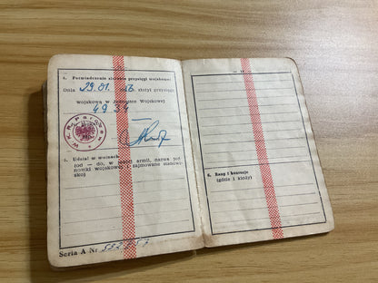 Original 1950’s Polish People’s Army Military Service Book w/ Sailor’s Photo and Extensive Entries & Stamps