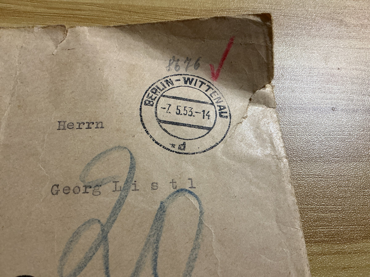 1953 German Deutsche Dienststelle WASt Wehrmacht Casualty Records Envelope-French Archive Stamp