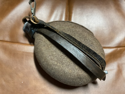 Original WWII German HRE 1-Liter Gebirgsjager Labeflasche Canteen w/ Felt Cover and Strap-“Medical Mountain/Gebirgsjager”-Named “Rehelt”- “HRE 40”
