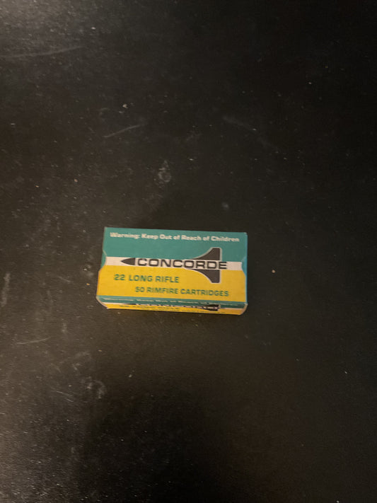 Vintage Concorde .22 Long Rifle Rimfire Cartridges — Full Box of 50