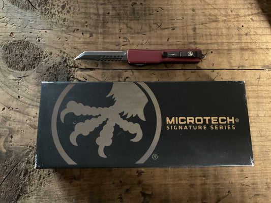 Microtech UTX-70 Hellhound Signatures Series OTF Automatic Knife-Merlot Handle/DLC Hellhound Blade w/ Box
